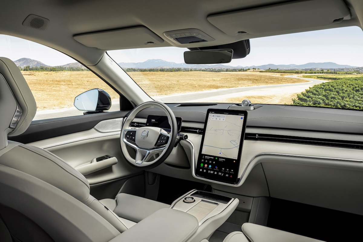 Volvo EX90 interior with large centre touchscreen and Scandinavian design